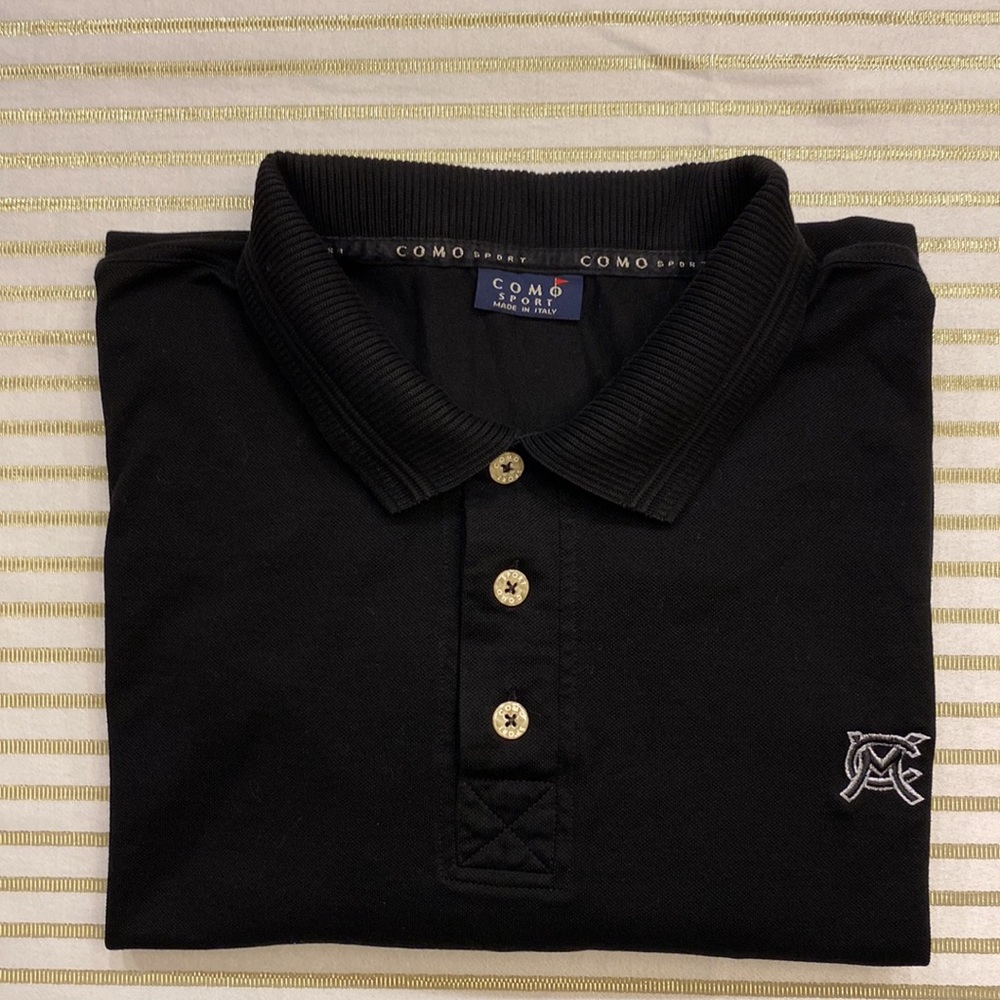 COMO SPORT MADE IN ITALY men’s Golf polo cotton shirt black s/s XXL 🌞